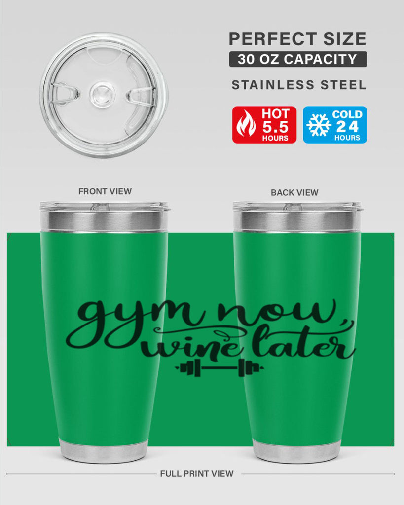 gym now wine later 42#- gym- Tumbler
