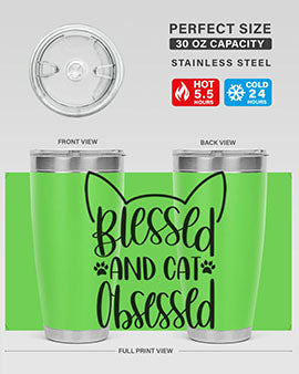 Blessed And Cat Obsessed Style 79#- cat- Tumbler
