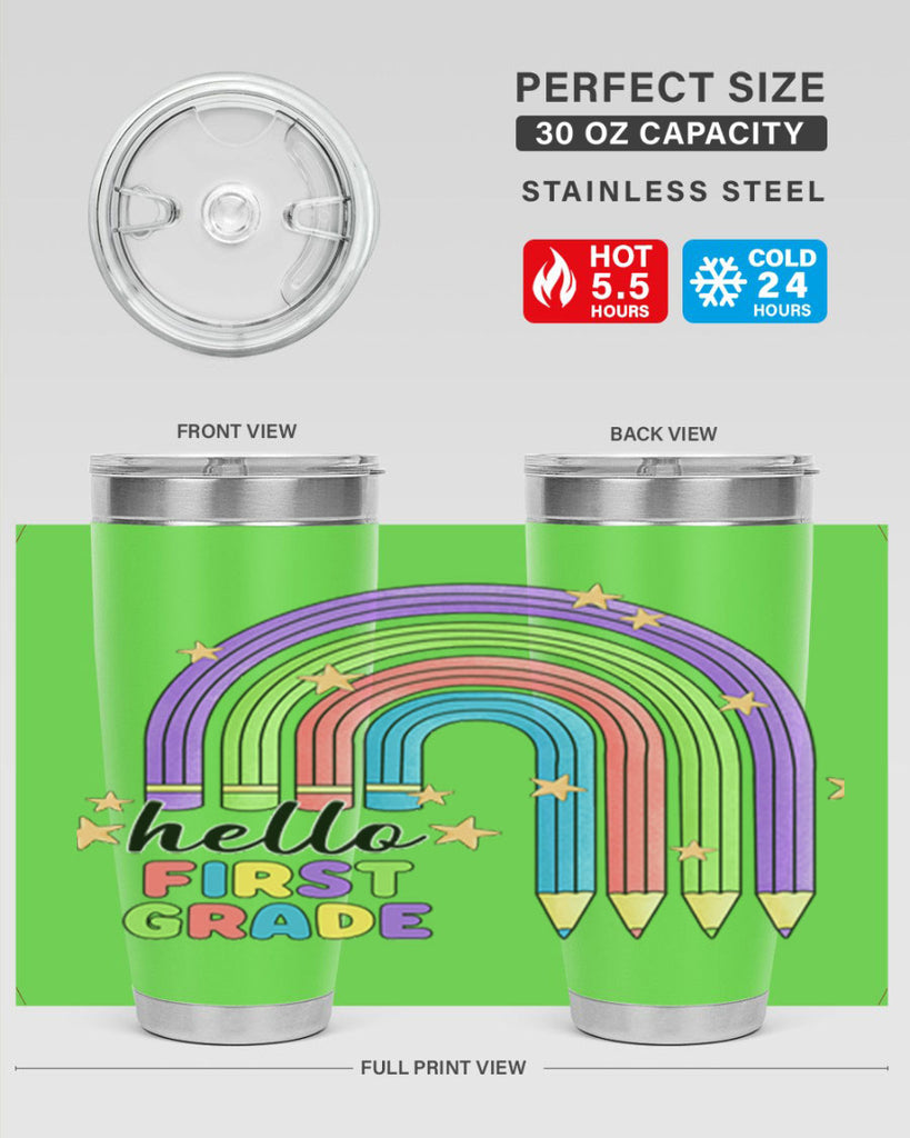 Hello 1st Grade Pencil Rainbow 14#- 1st grade- Tumbler