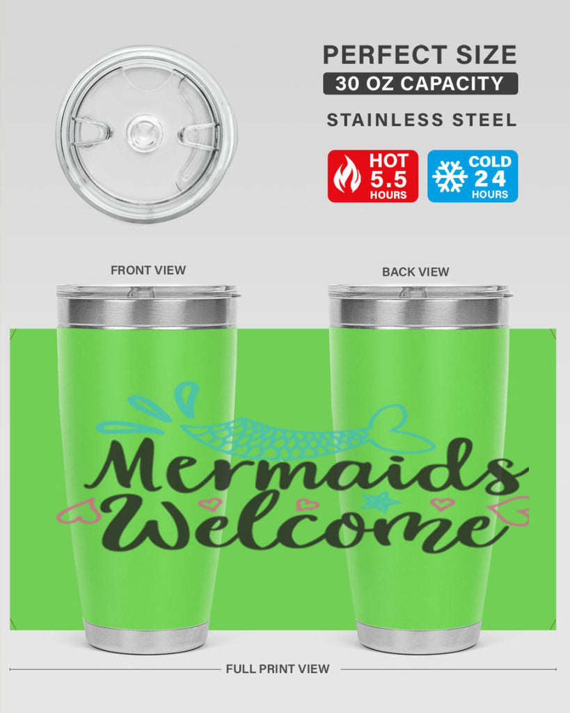 Mermaids Welcome 474#- mermaid- Tumbler