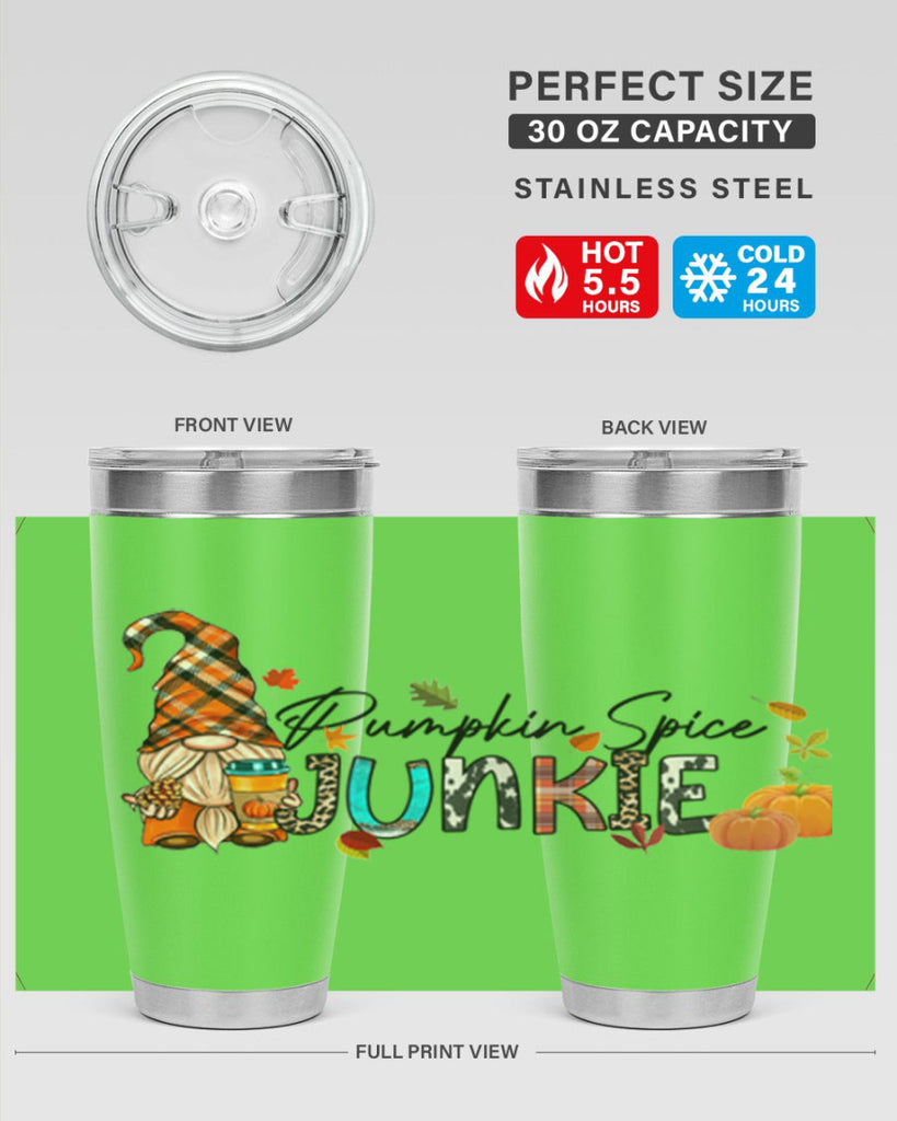 PumpkinSpiceJunkieFallGnome 567#- fall- Tumbler