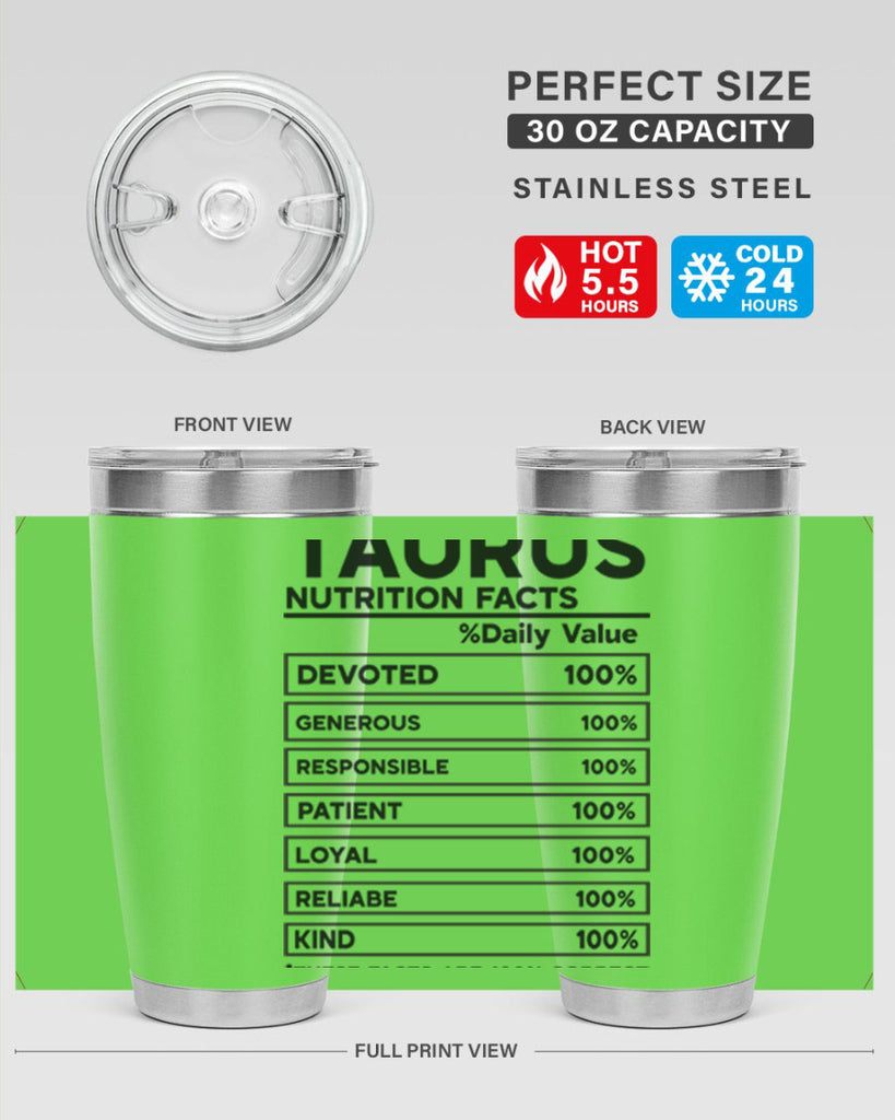 Taurus Nutrition Facts 490#- zodiac- Tumbler