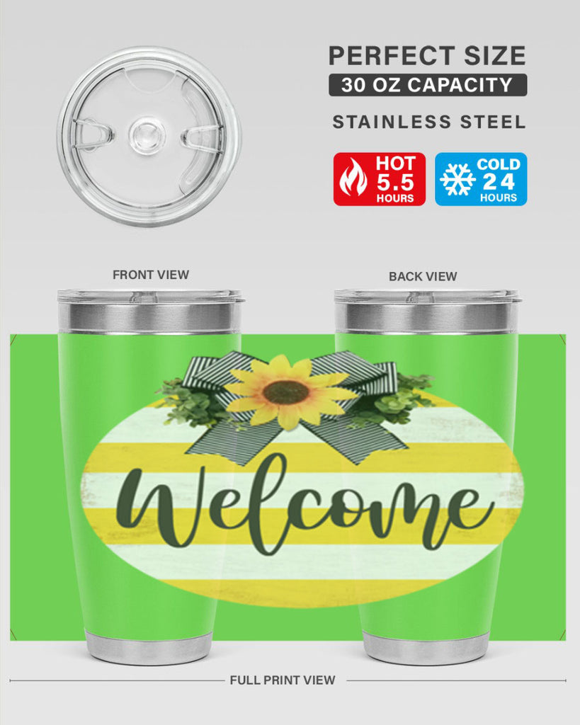 Welcome and Yellow strips Mockup564#- spring- Tumbler