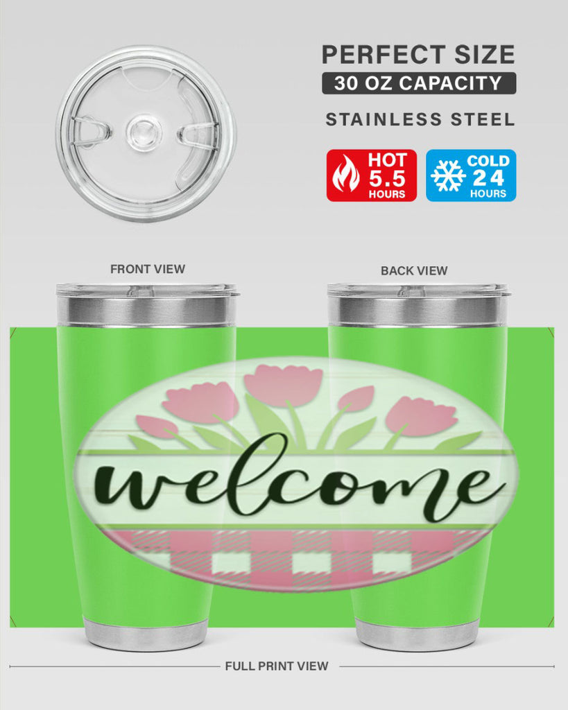 Welcome pink plaid Mockup574#- spring- Tumbler