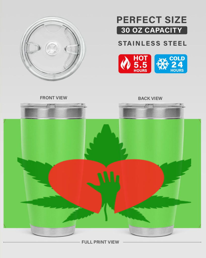 cannabis heart with hand 45#- marijuana- Tumbler