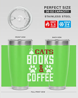 cats books and coffee Style 38#- cat- Tumbler