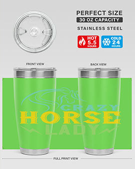 crazy horse lady Style 10#- horse- Tumbler