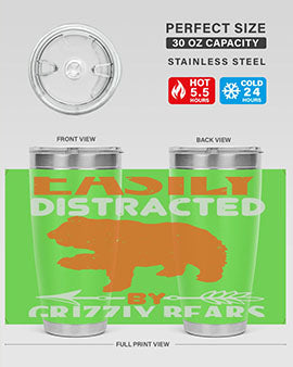 easily distracted by grizzly bears 10#- Bears- Tumbler