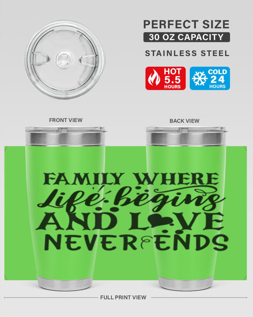 family where life begins and love never ends 33#- family- Tumbler