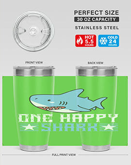 one happy shark Style 50#- shark  fish- Tumbler