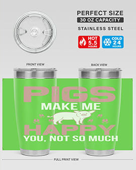 pigs make me happy Style 35#- pig- Tumbler