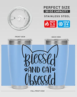 Blessed And Cat Obsessed Style 79#- cat- Tumbler