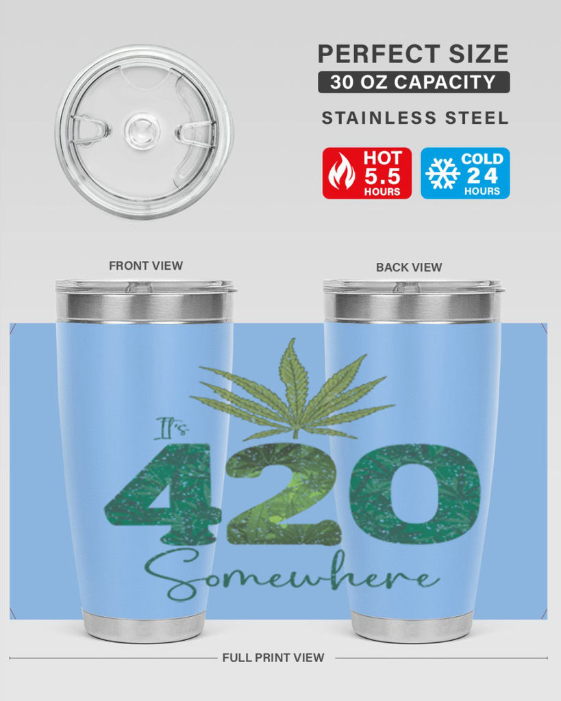 Its 420 Somewhere Sublimation 159#- marijuana- Tumbler