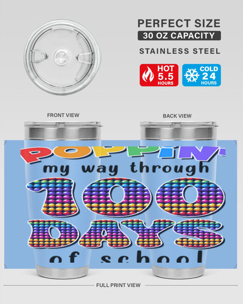 Poppin My Way Through 100 53#- 100 days of school- Tumbler