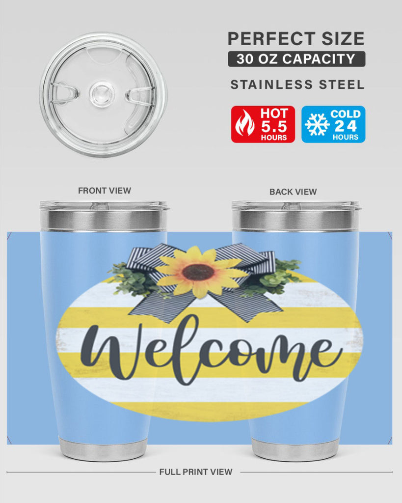 Welcome and Yellow strips Mockup564#- spring- Tumbler