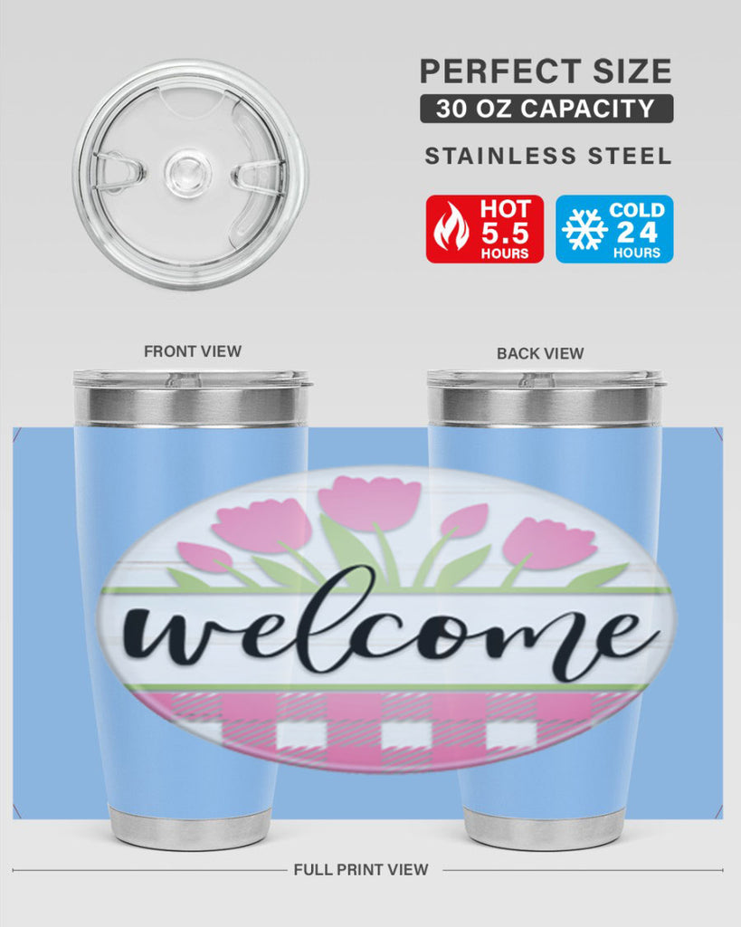 Welcome pink plaid Mockup574#- spring- Tumbler