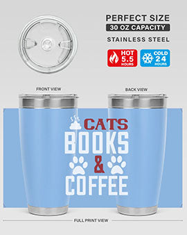 cats books and coffee Style 38#- cat- Tumbler