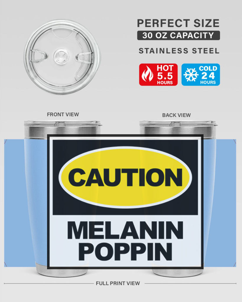 caution melanin poppin 188#- black words phrases- Cotton Tank