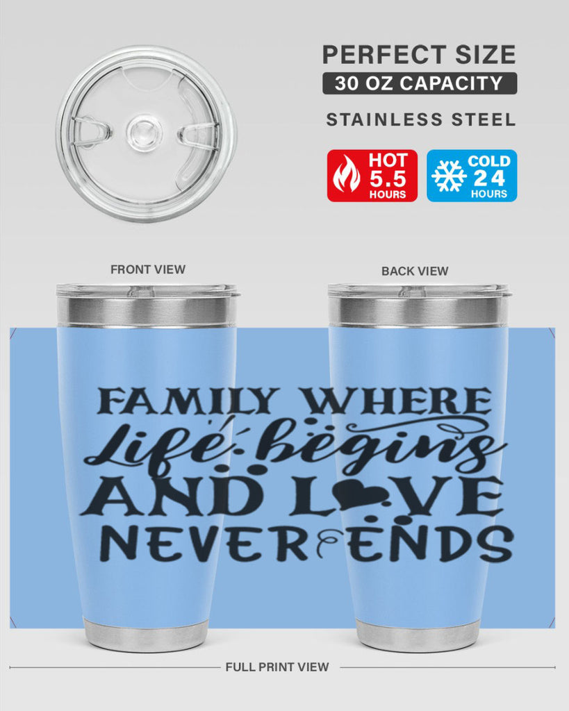 family where life begins and love never ends 33#- family- Tumbler