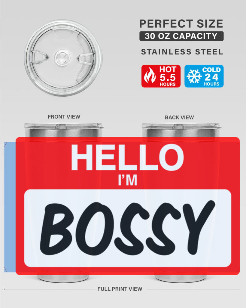 hello im bossy 132#- black words phrases- Cotton Tank