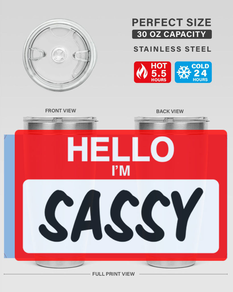 hello im sassy 129#- black words phrases- Cotton Tank