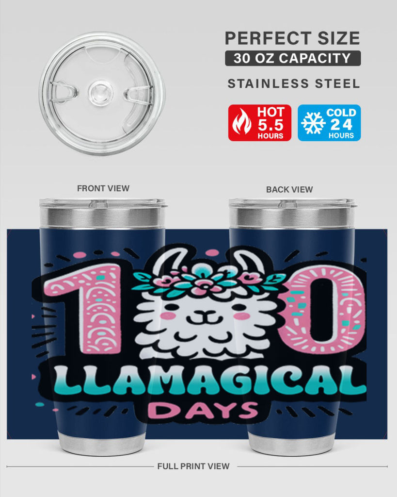 100 Llamagical Days Sublimation 35#- 100 days of school- Tumbler