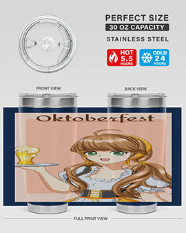 A beautiful girl with beer happy at celebrating the oktoberfest 87#- anime- Tumbler