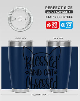 Blessed And Cat Obsessed Style 79#- cat- Tumbler