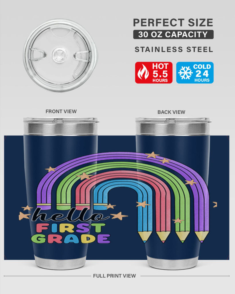 Hello 1st Grade Pencil Rainbow 14#- 1st grade- Tumbler