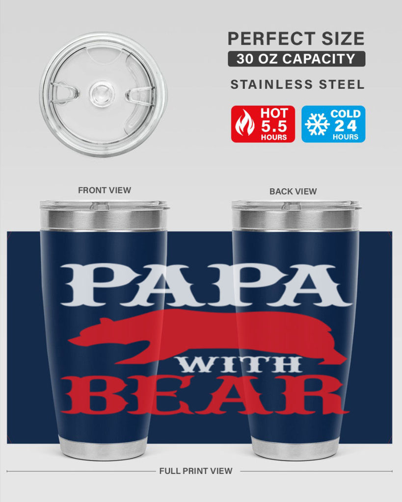 PAPA WITH BEAR 111#- grandpa - papa- Tumbler