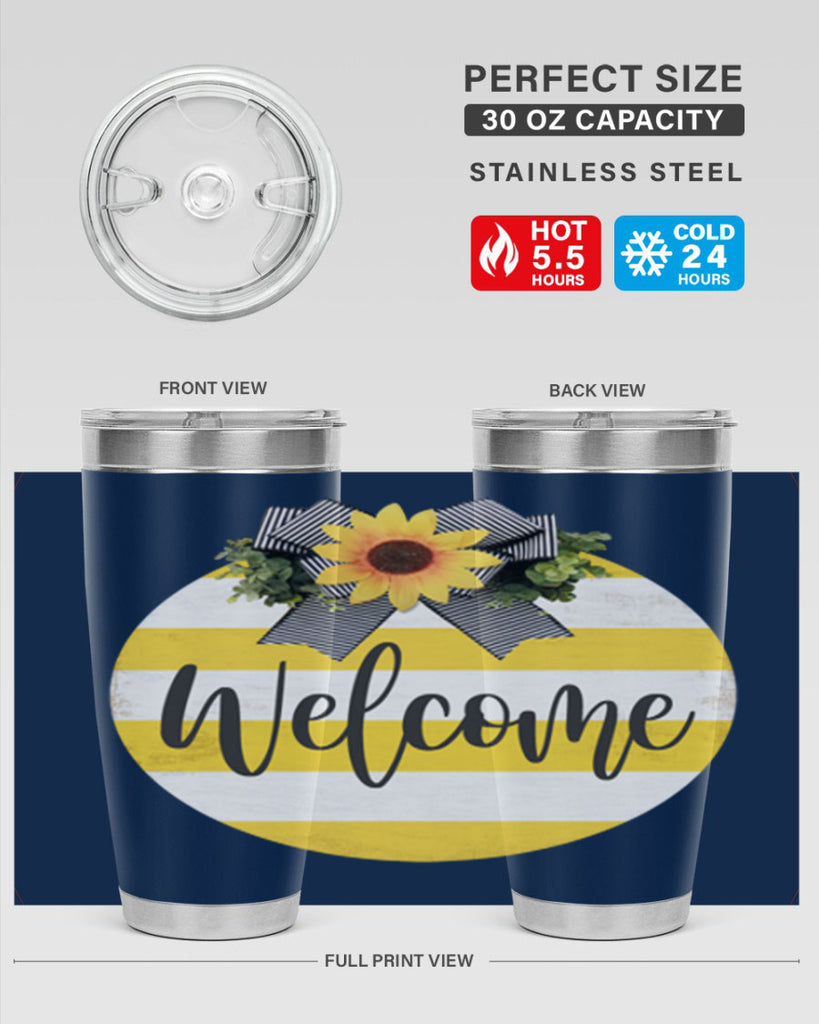 Welcome and Yellow strips Mockup564#- spring- Tumbler