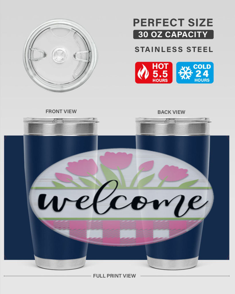 Welcome pink plaid Mockup574#- spring- Tumbler