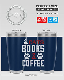 cats books and coffee Style 38#- cat- Tumbler