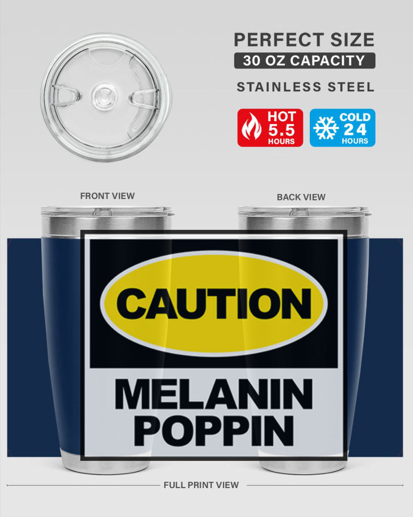 caution melanin poppin 188#- black words phrases- Cotton Tank