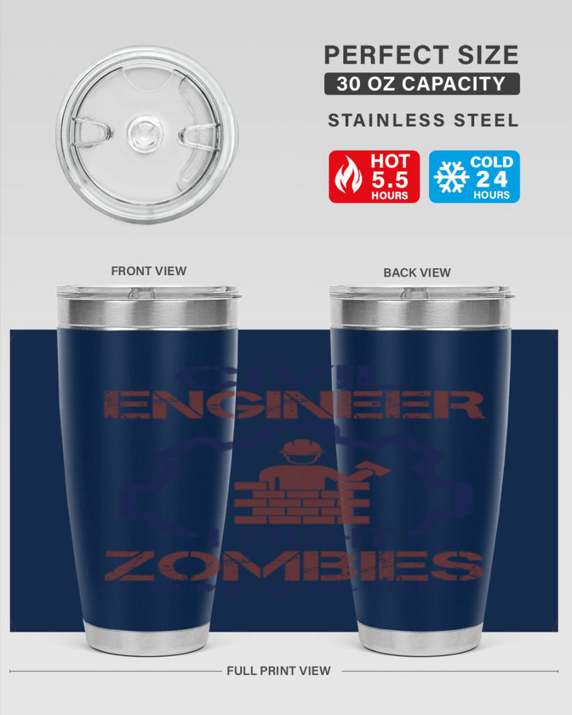 civil engineer i fight zombies in my spare time Style 25#- engineer- tumbler