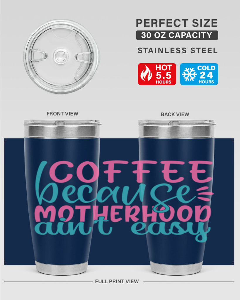 coffee becasue motherhood aint easy 352#- mom- Tumbler