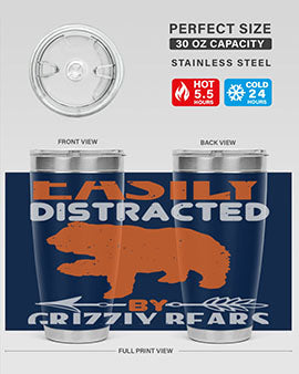 easily distracted by grizzly bears 10#- Bears- Tumbler