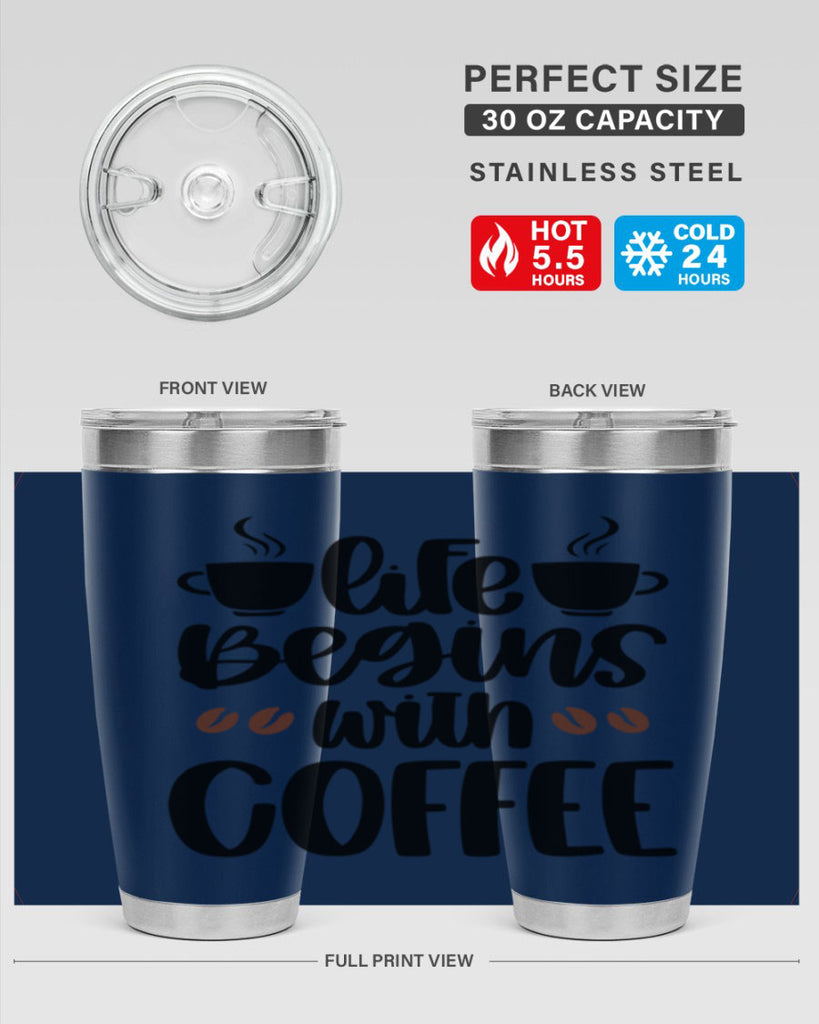 life begins with coffee 77#- coffee- Tumbler