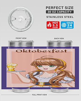 A beautiful girl with beer happy at celebrating the oktoberfest 87#- anime- Tumbler