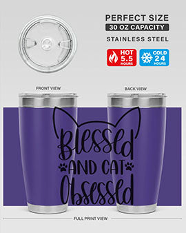 Blessed And Cat Obsessed Style 79#- cat- Tumbler