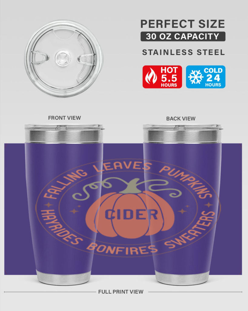 Falling Leaves Pumpkins Cider Hayrides Bonfires Sweaters 168#- fall- Tumbler