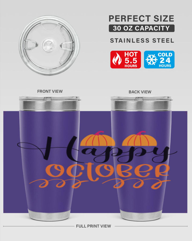 Happy October 238#- fall- Tumbler