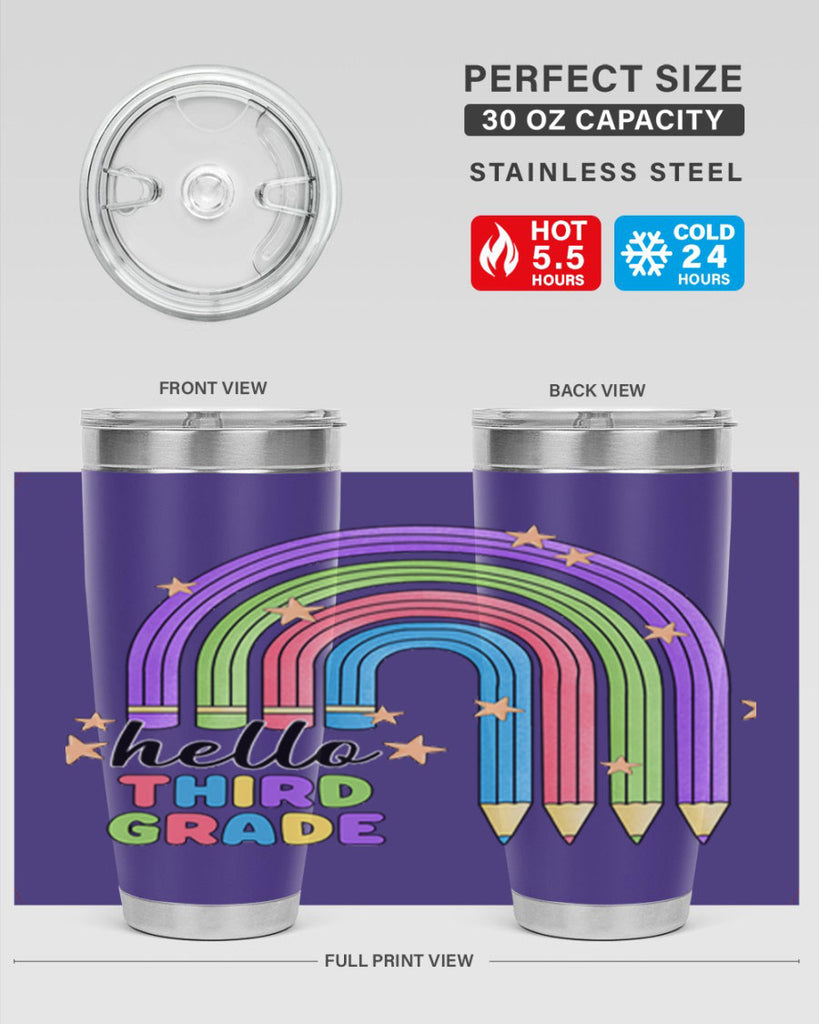 Hello 3rd Grade Pencil Rainbow 11#- 3rd grade- Tumbler