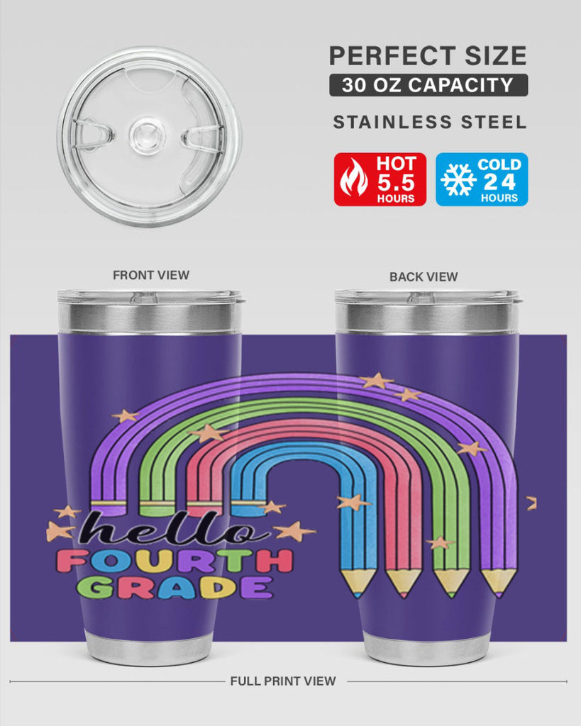 Hello 4th Grade Pencil Rainbow 12#- 4th  grade- Tumbler