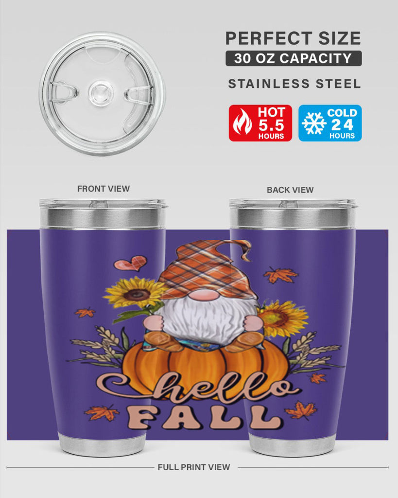 HelloFallAutumnGnome 298#- fall- Tumbler