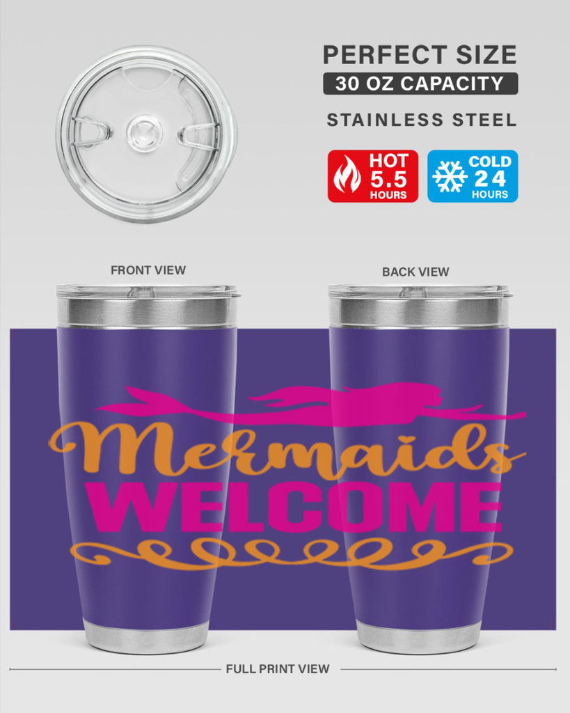 Mermaids Welcome 472#- mermaid- Tumbler