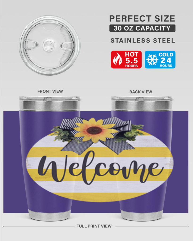Welcome and Yellow strips Mockup564#- spring- Tumbler