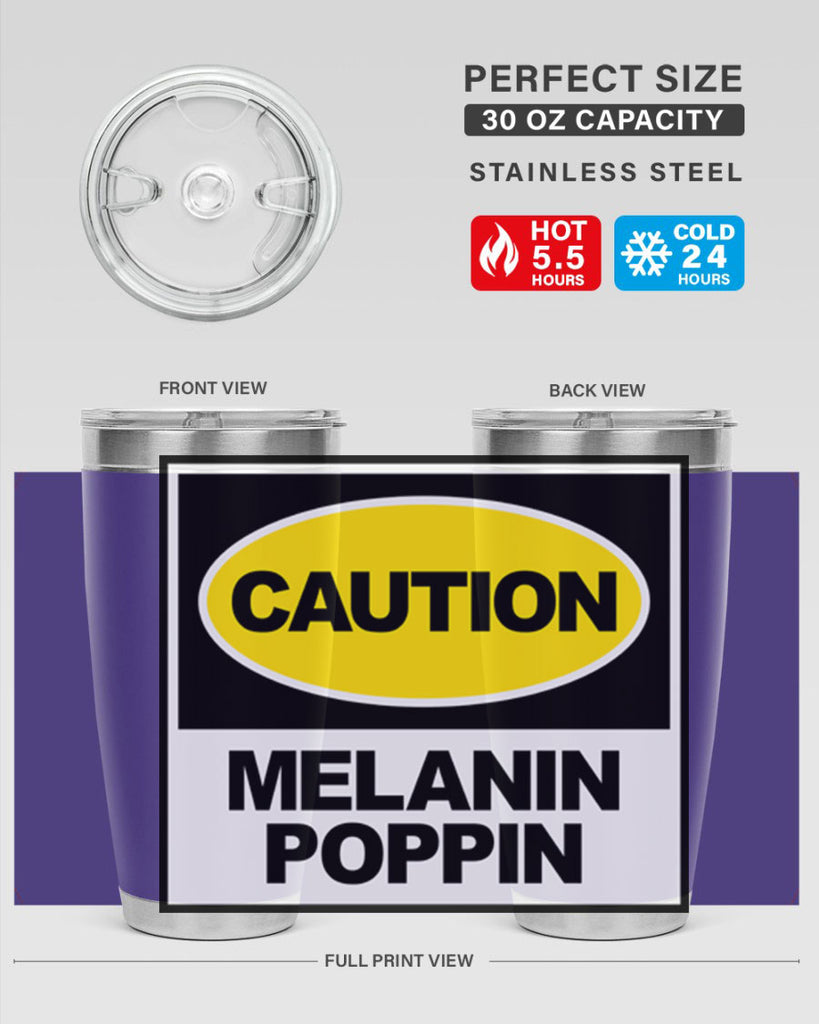 caution melanin poppin 188#- black words phrases- Cotton Tank