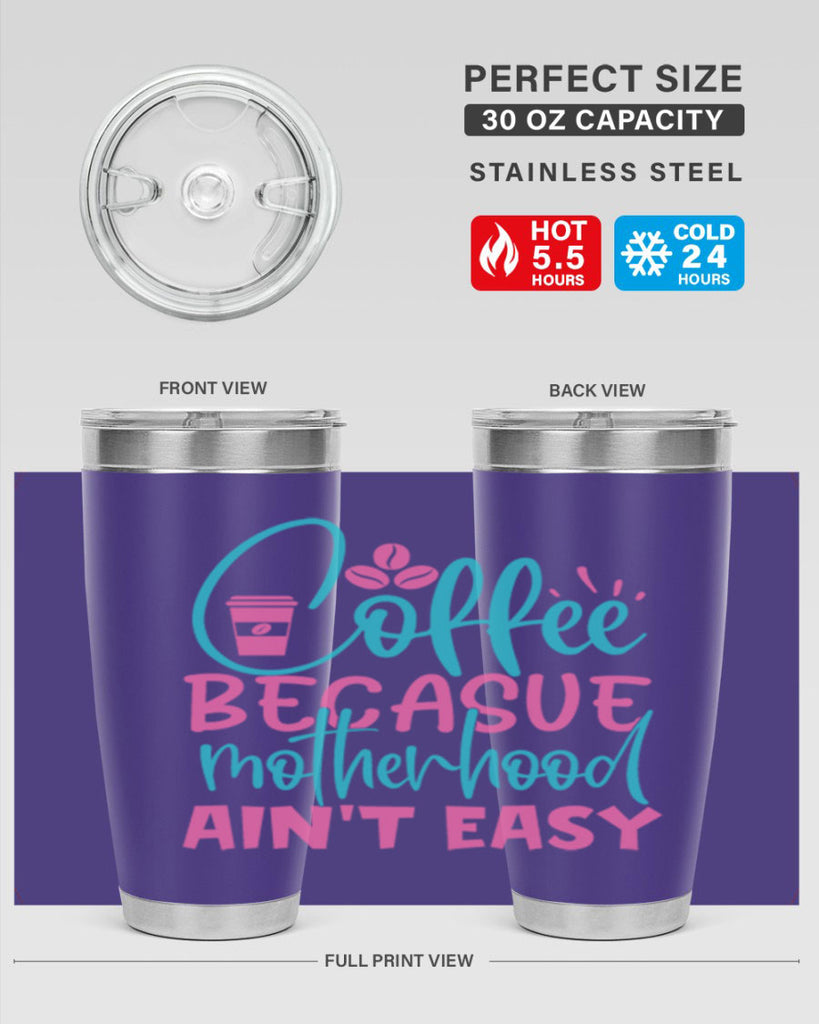 coffee becasue motherhood aint easy 351#- mom- Tumbler