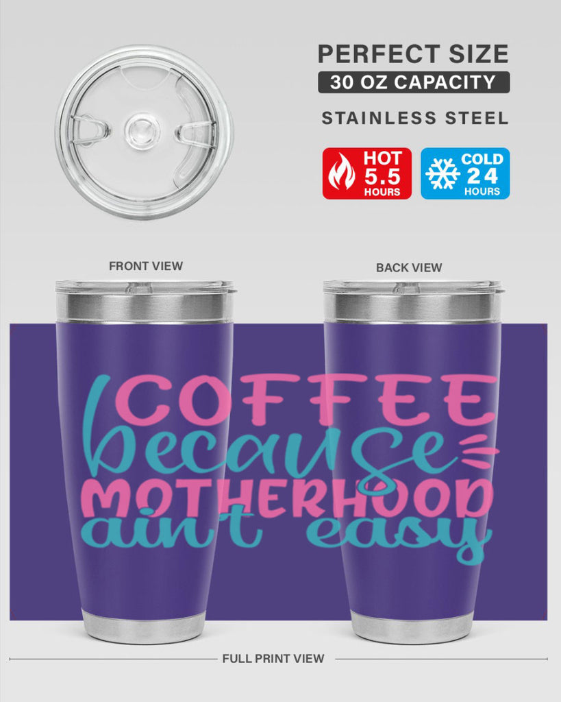 coffee becasue motherhood aint easy 352#- mom- Tumbler